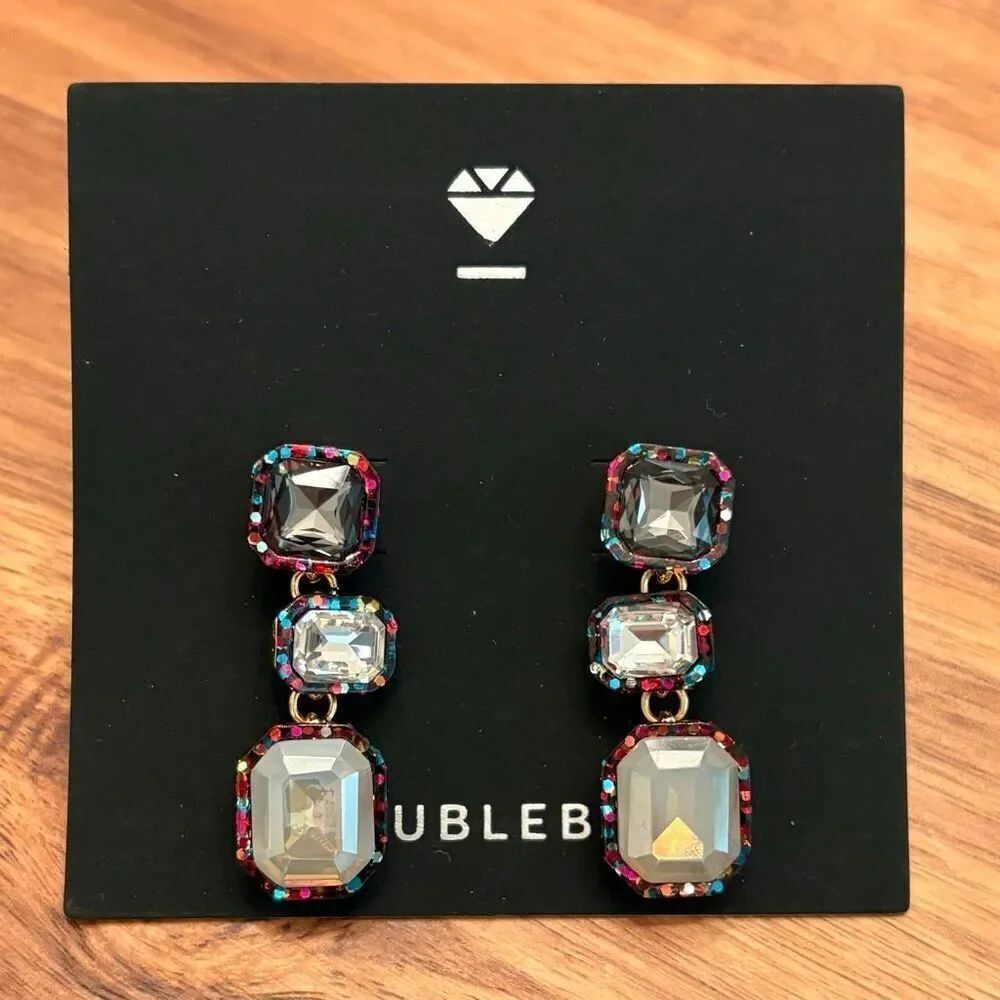 BaubleBar | Glitter Triple Drop Earrings | 1 1/2” Length